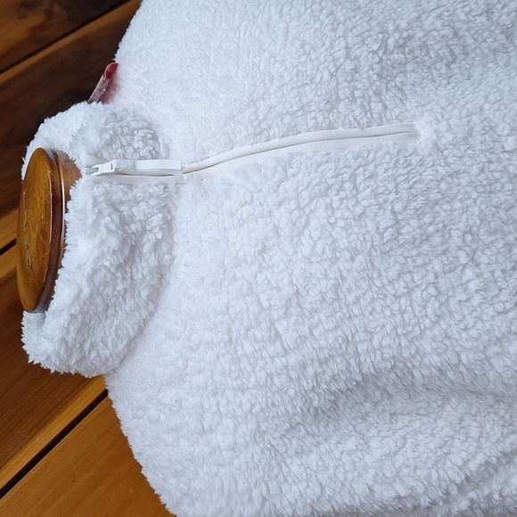 NEW! Men's Faux Shearling Half Zip-Up Sweatshirt Pullover, White - TALL - Picture 4 of 8